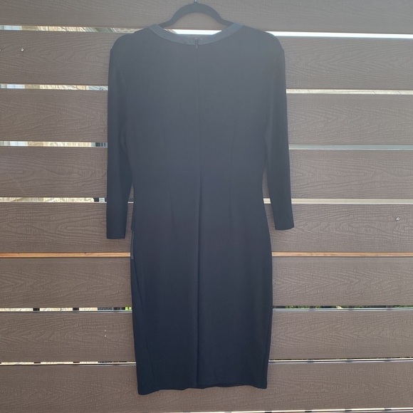 Steffen Schraut black dress with faux leather detail long sleeves Size 40/Large - Picture 7 of 11